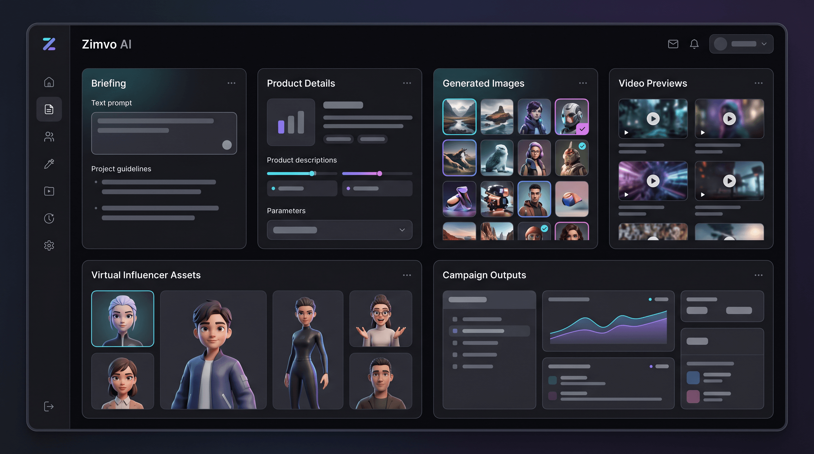 Interface de workflow da zimvo